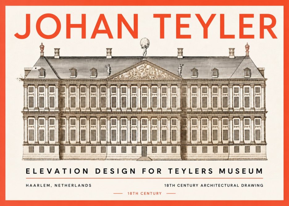 Johan Teyler Elevation Design for Teylers Museum, Haarlem No5 - Plakát