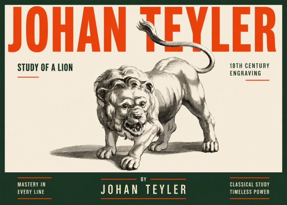 Johan Teyler Study of a Lion No2 - Plakát
