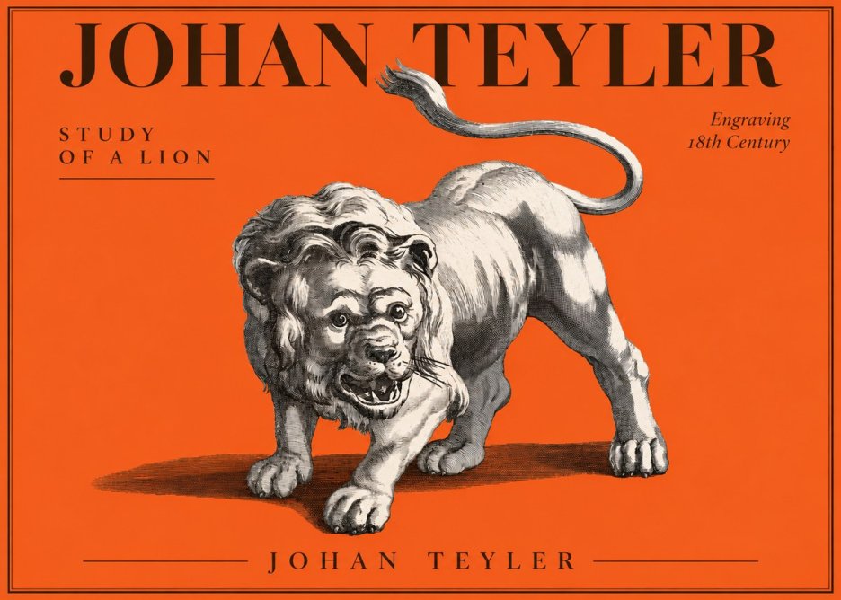 Johan Teyler Study of a Lion No3 - Plakát