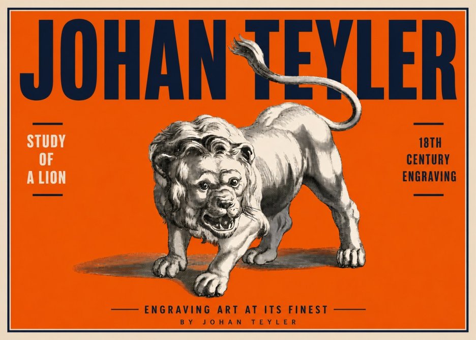 Johan Teyler Study of a Lion No4 - Plakát