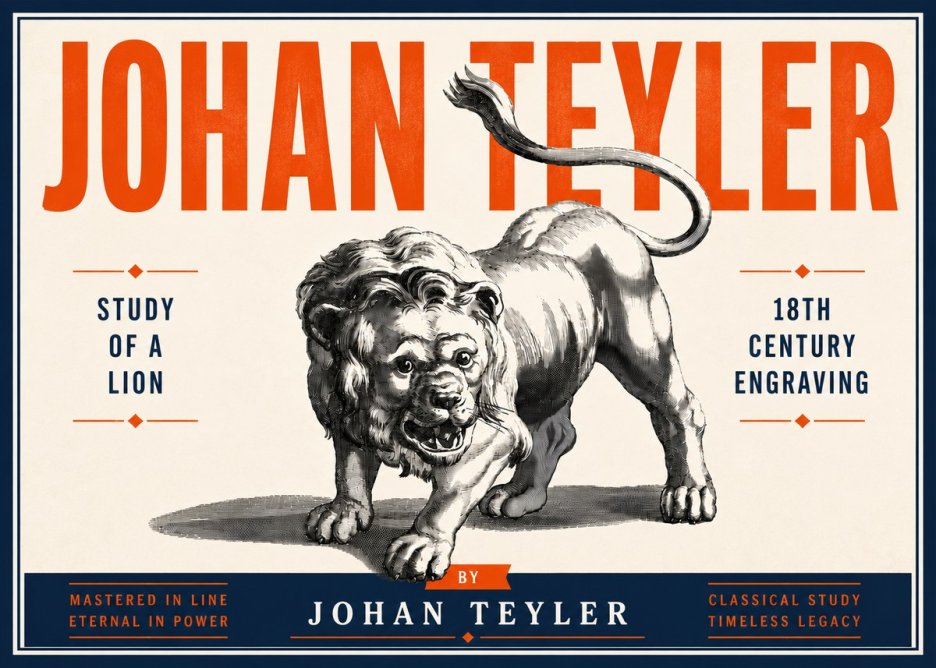 Johan Teyler Study of a Lion No6 - Plakát