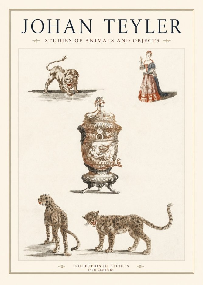 Johan Teyler Studies of Animals and Objects No1 - Plakát