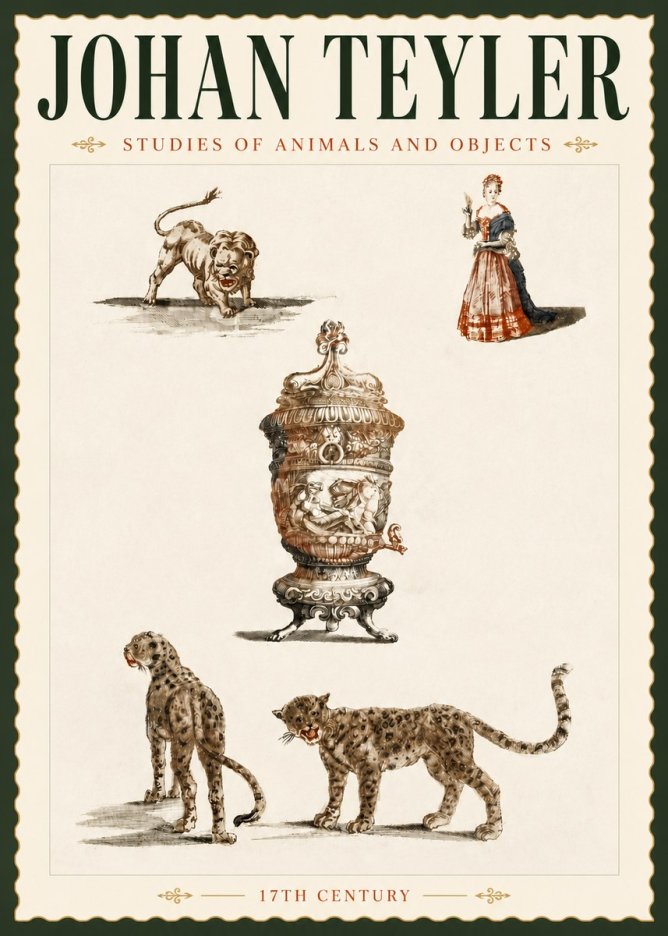 Johan Teyler Studies of Animals and Objects No5 - Plakát