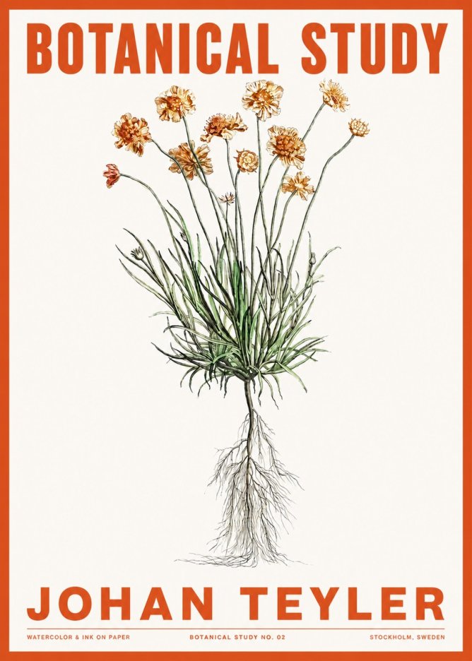 Johan Teyler Botanical Study No. 01 No2 - Plakát