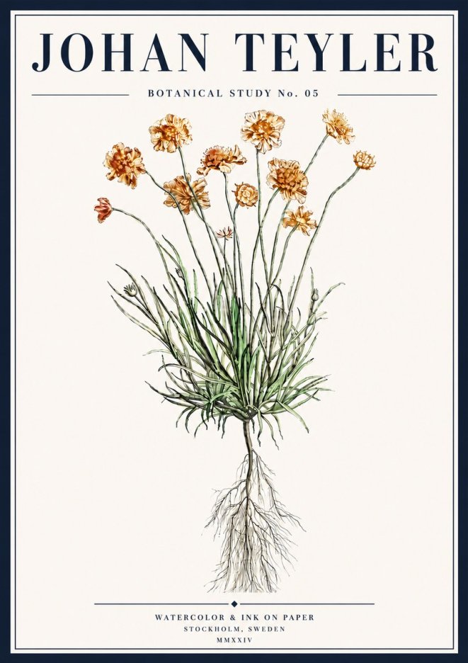 Johan Teyler Botanical Study No. 01 No5 - Plakát