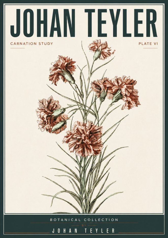 Johan Teyler Carnation Study No5 - Plakát
