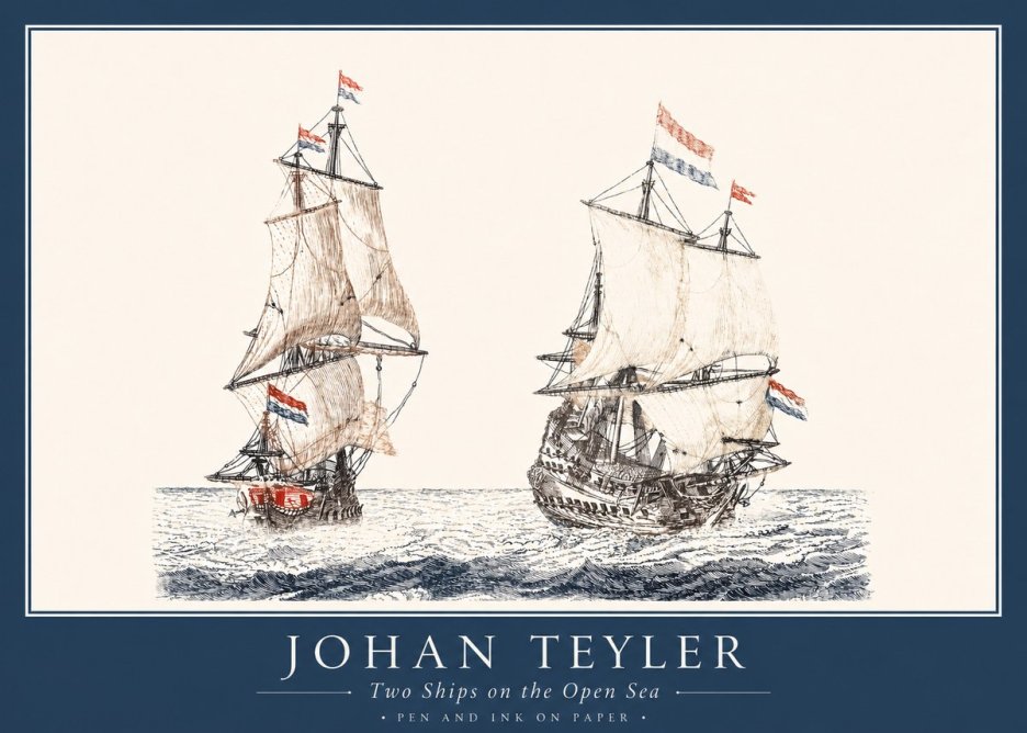 Johan Teyler Two Ships on the Open Sea No1 - Plakát