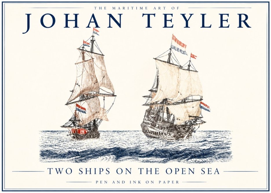 Johan Teyler Two Ships on the Open Sea No3 - Plakát