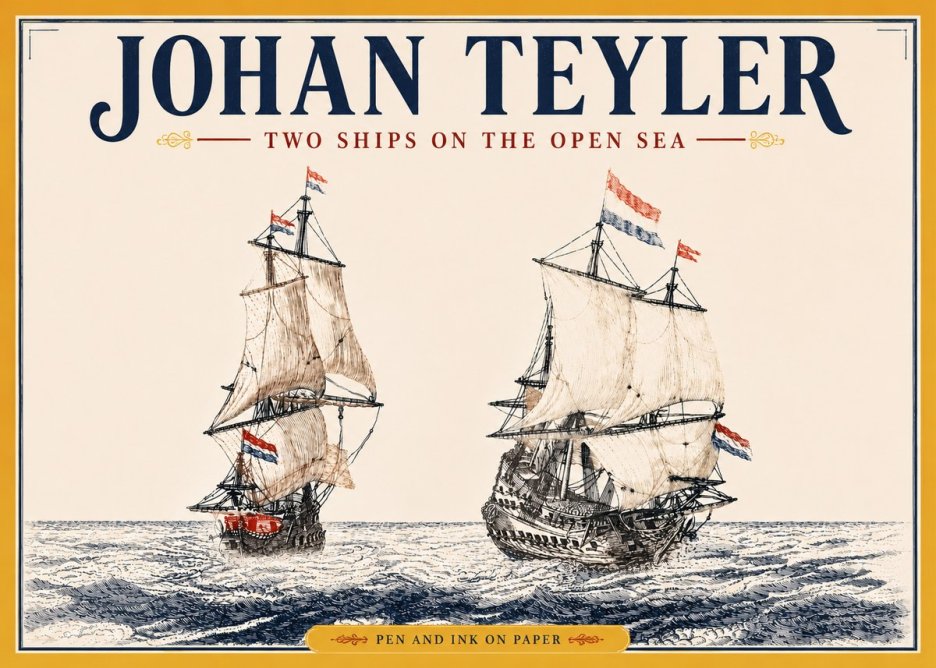 Johan Teyler Two Ships on the Open Sea No5 - Plakát