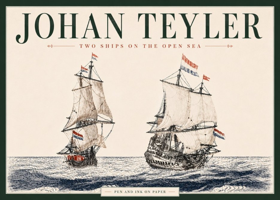 Johan Teyler Two Ships on the Open Sea No6 - Plakát
