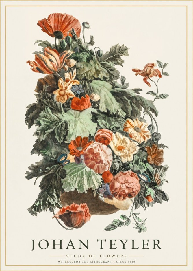 Johan Teyler Study of Flowers No1 - Plakát