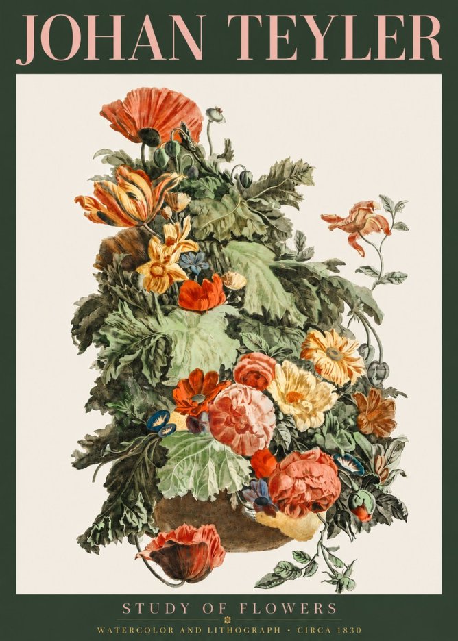 Johan Teyler Study of Flowers No3 - Plakát