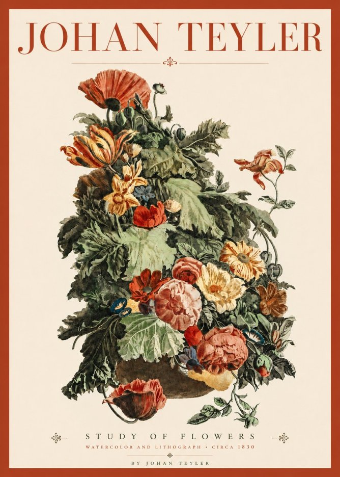 Johan Teyler Study of Flowers No4 - Plakát