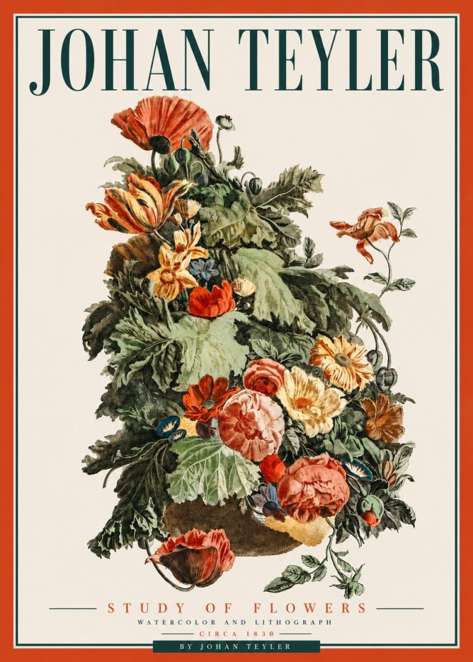 Johan Teyler Study of Flowers No5 - Plakát