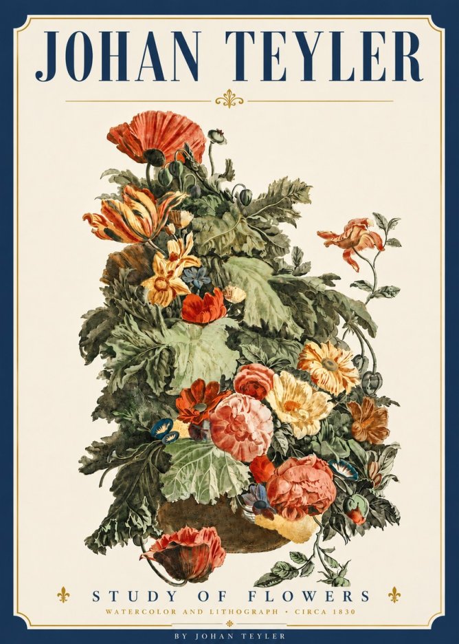 Johan Teyler Study of Flowers No6 - Plakát