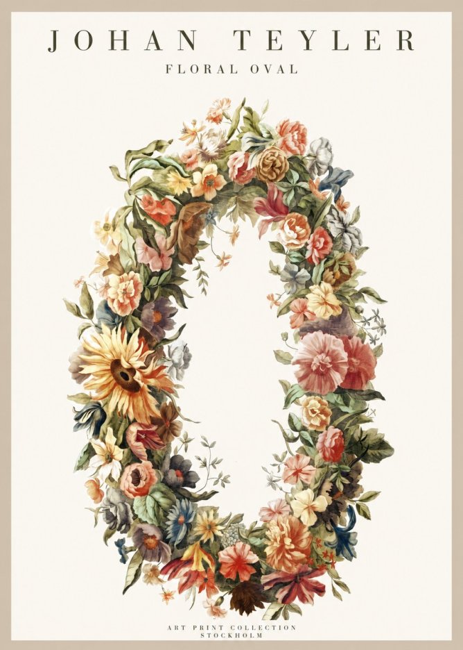 Johan Teyler Floral Oval No1 - Plakát