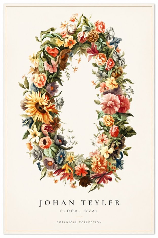 Johan Teyler Floral Oval No2 - Plakát