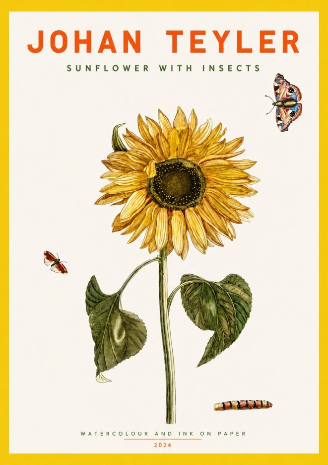 Johan Teyler Sunflower with Insects No2 - Plakát