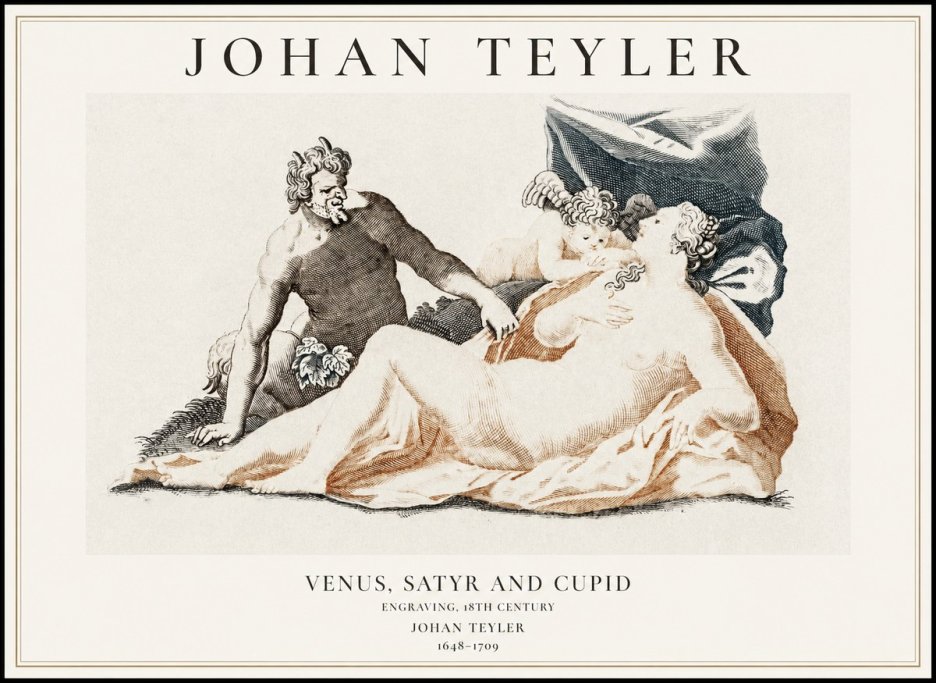 Johan Teyler Venus, Satyr and Cupid No1 - Plakát