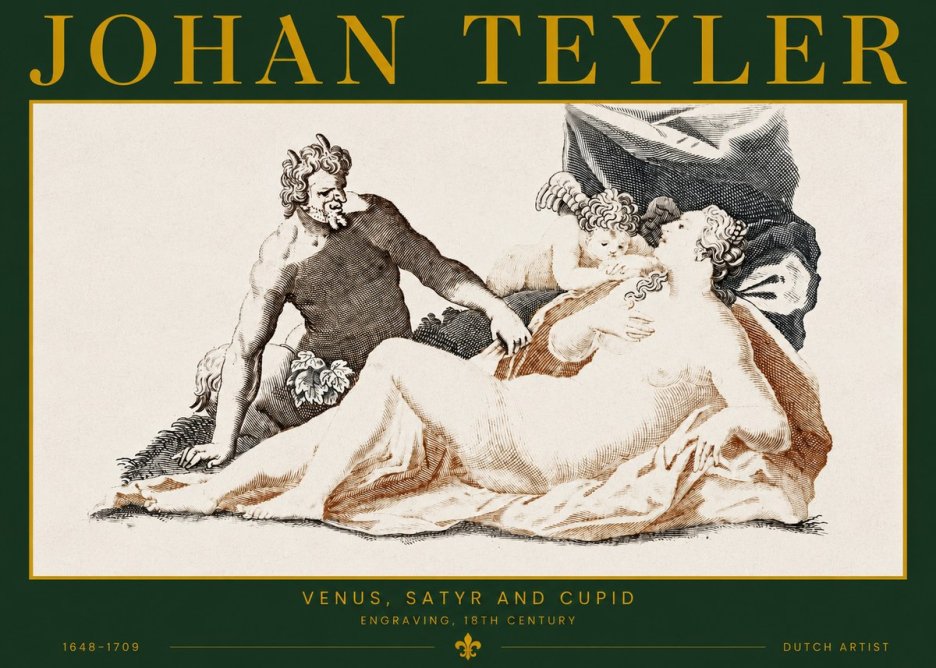 Johan Teyler Venus, Satyr and Cupid No2 - Plakát