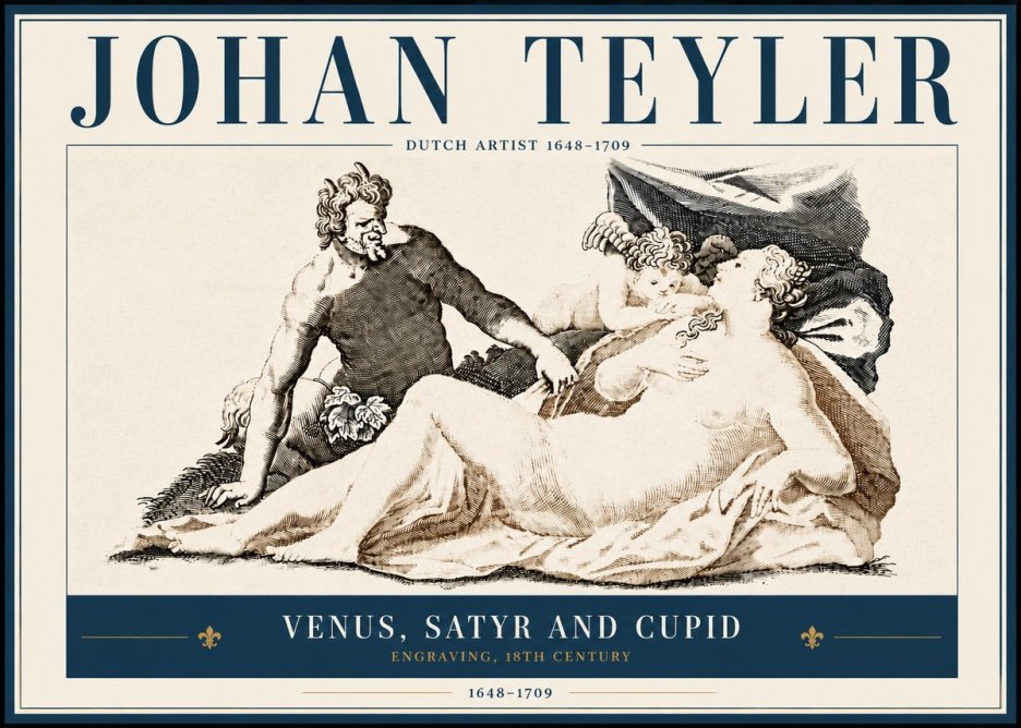 Johan Teyler Venus, Satyr and Cupid No5 - Plakát
