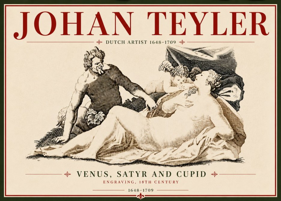 Johan Teyler Venus, Satyr and Cupid No6 - Plakát