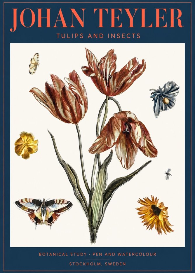 Johan Teyler Tulips and Insects No2 - Plakát
