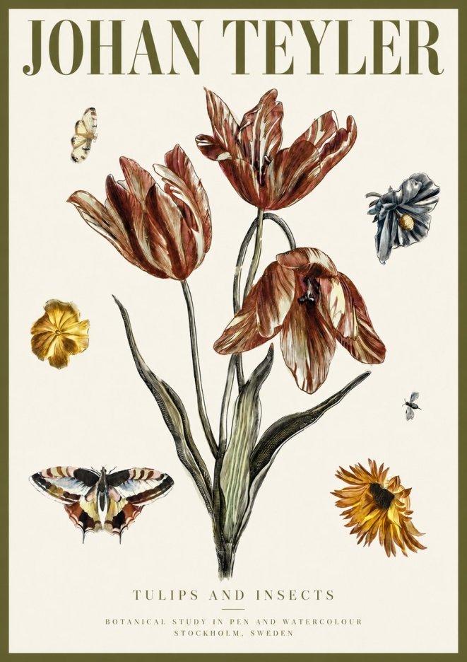 Johan Teyler Tulips and Insects No3 - Plakát