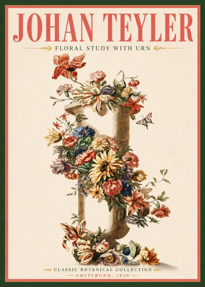 Johan Teyler Floral Study with Urn No5 - Plakát