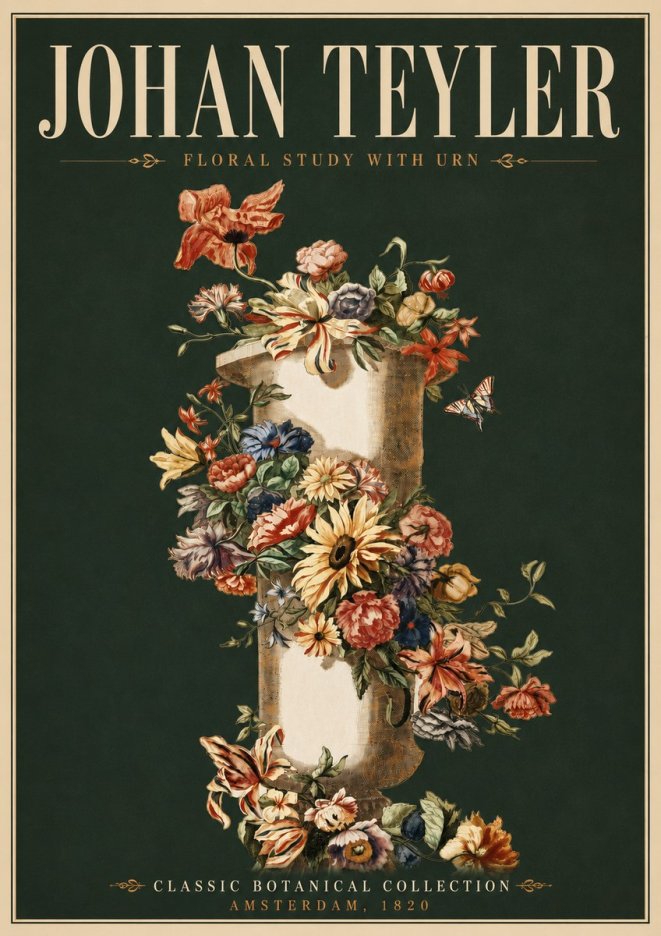 Johan Teyler Floral Study with Urn No6 - Plakát