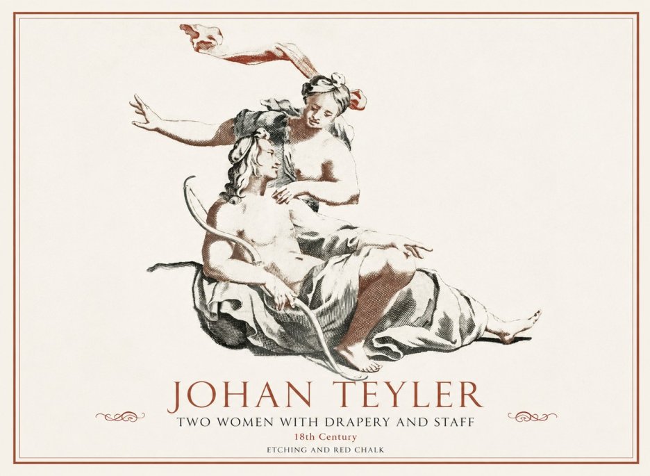 Johan Teyler Two Women with Drapery and Staff No1 - Plakát