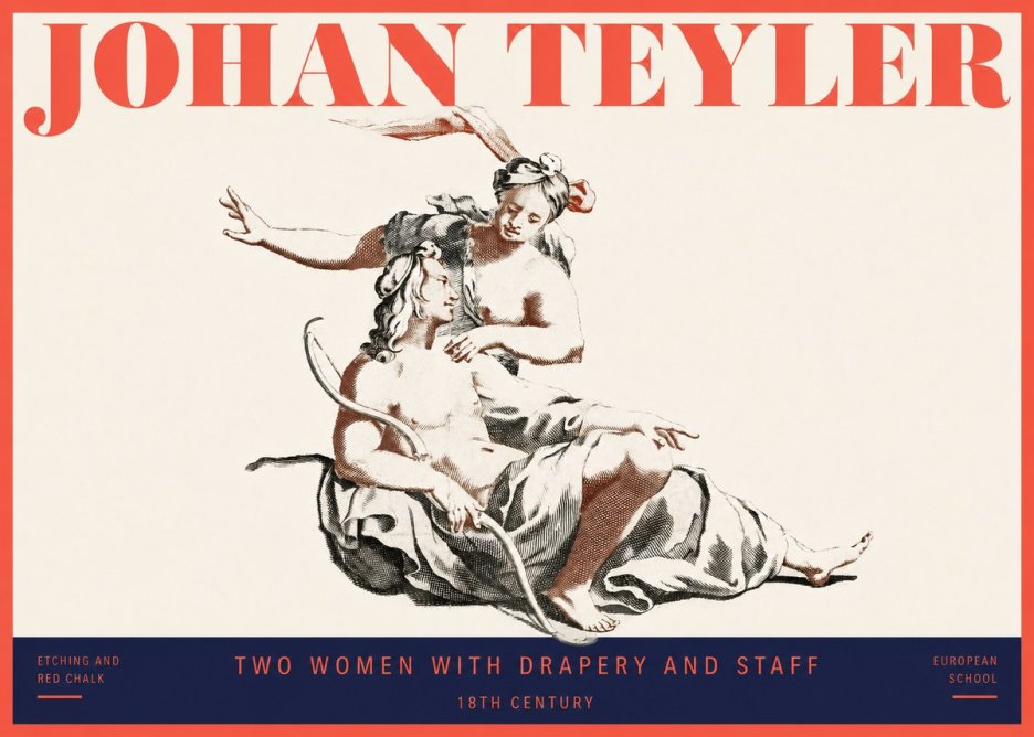 Johan Teyler Two Women with Drapery and Staff No2 - Plakát