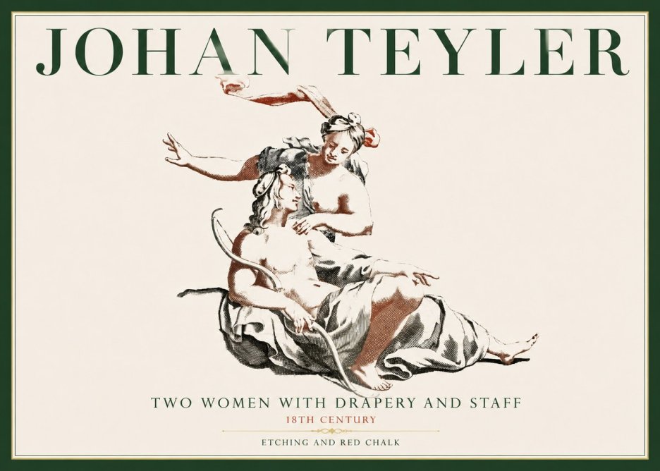 Johan Teyler Two Women with Drapery and Staff No4 - Plakát