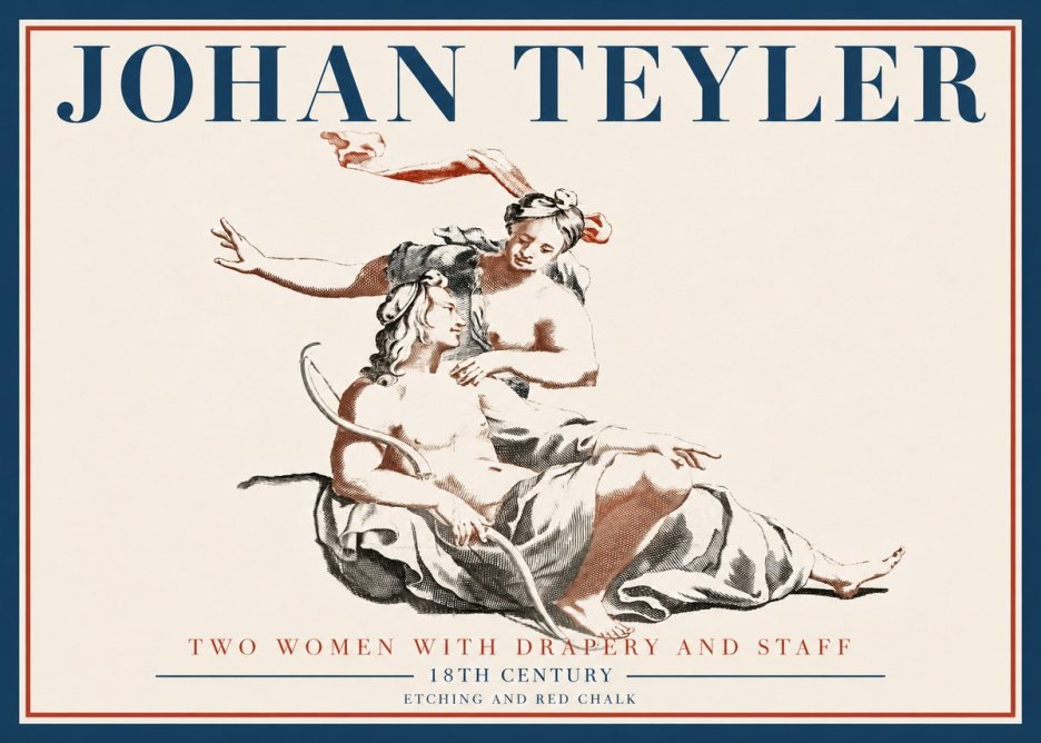 Johan Teyler Two Women with Drapery and Staff No5 - Plakát