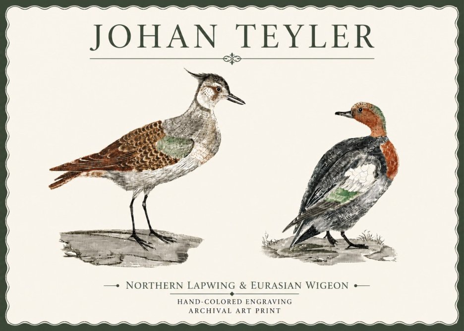 Johan Teyler Northern Lapwing & Eurasian Wigeon No4 - Plakát