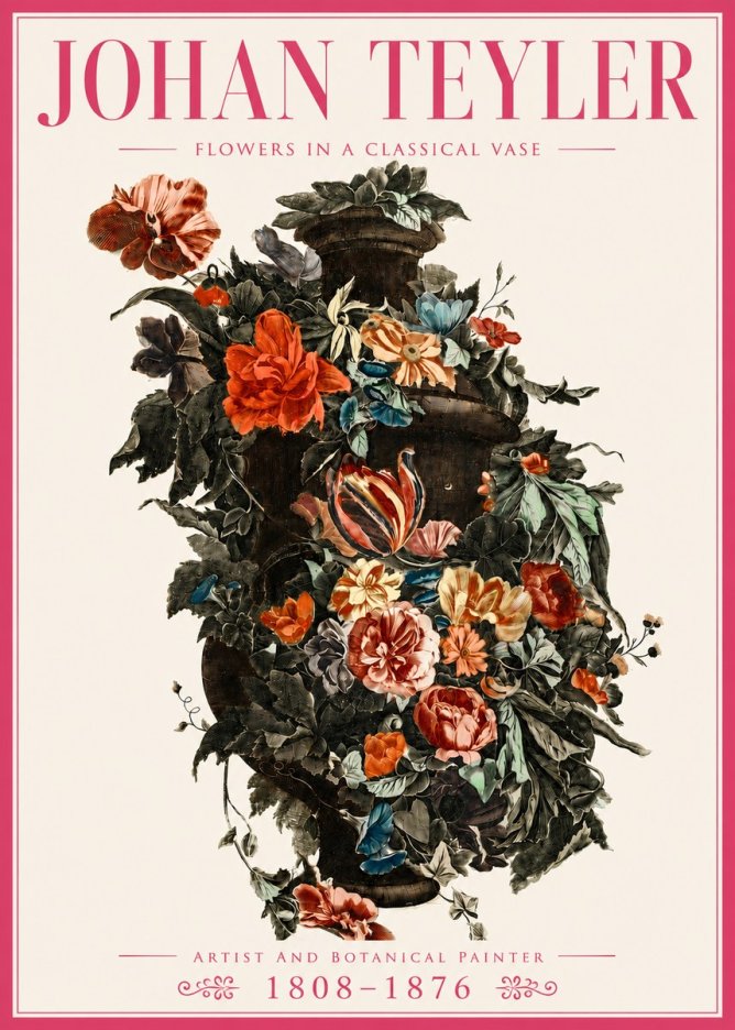Johan Teyler Flowers in a Classical Vase No4 - Plakát