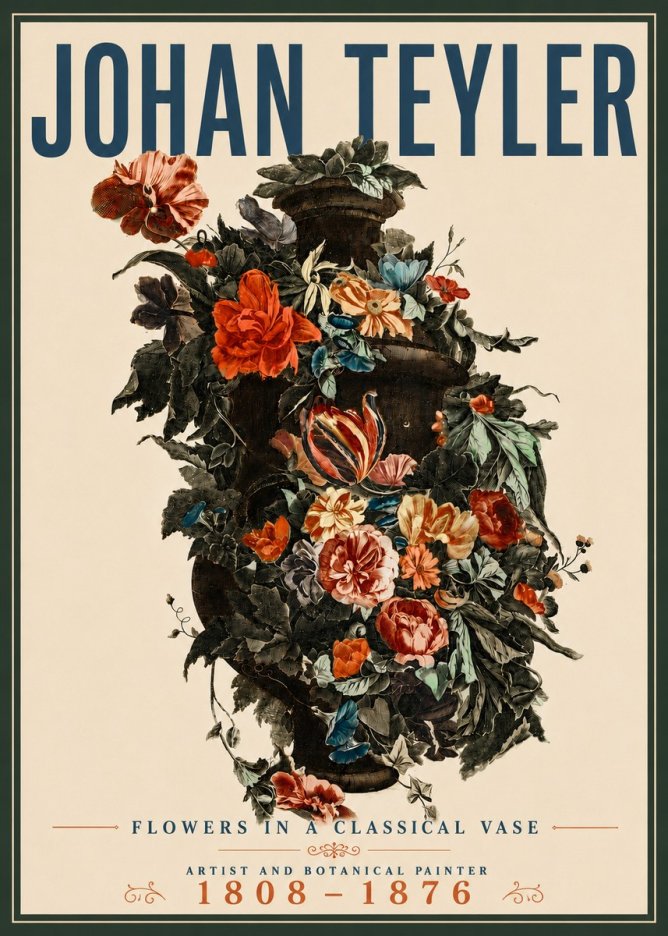 Johan Teyler Flowers in a Classical Vase No5 - Plakát