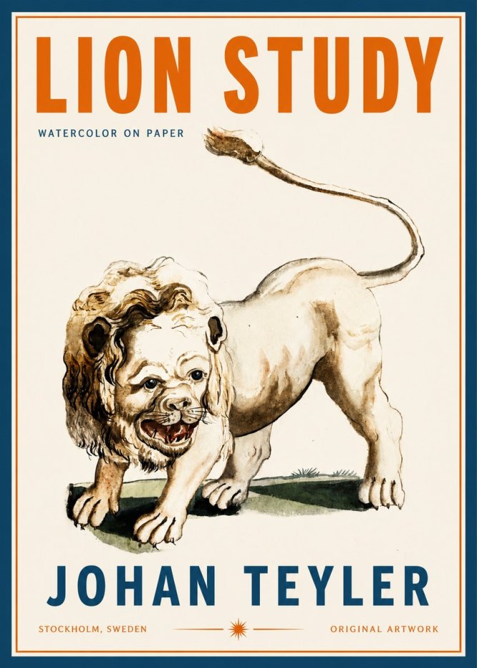 Johan Teyler Lion Study No2 - Plakát