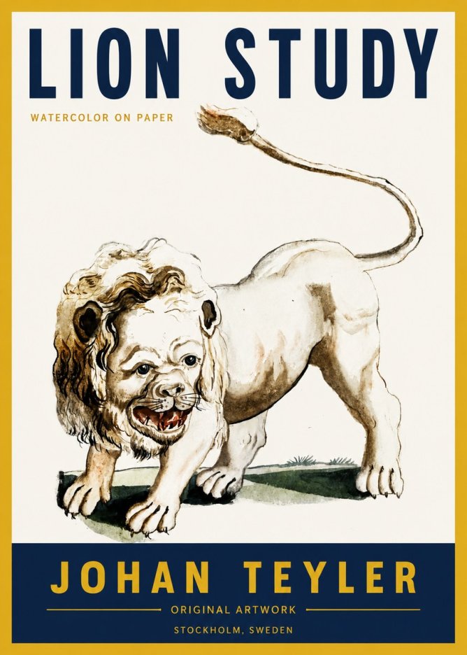 Johan Teyler Lion Study No4 - Plakát