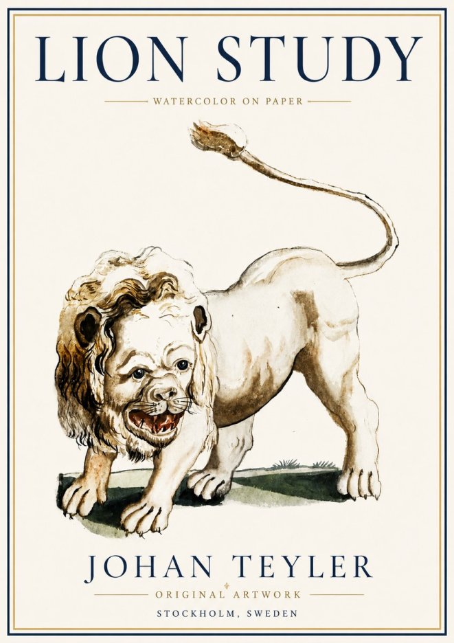 Johan Teyler Lion Study No6 - Plakát