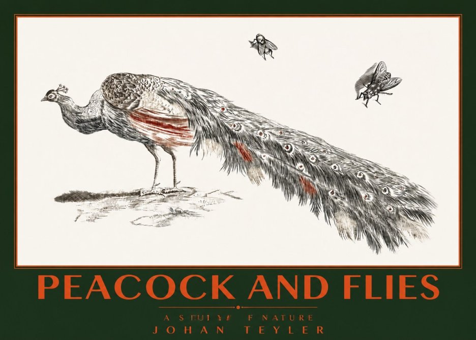 Johan Teyler Peacock and Flies - Animal Study No2 - Plakát