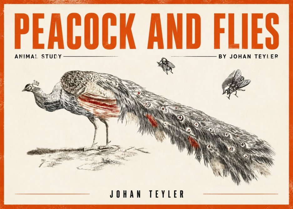 Johan Teyler Peacock and Flies - Animal Study No3 - Plakát