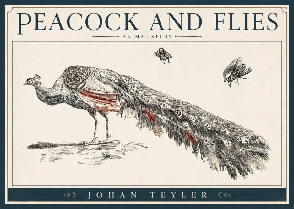 Johan Teyler Peacock and Flies - Animal Study No4 - Plakát