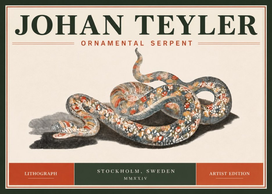 Johan Teyler Ornamental Serpent No5 - Plakát