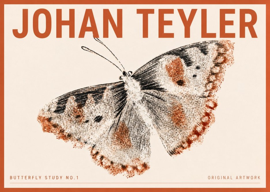 Johan Teyler Butterfly Study No.1 No4 - Plakát