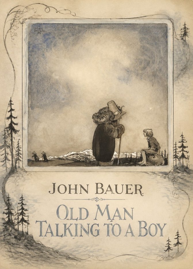 John Bauer Old Man Talking to a Boy No2 - Plakát