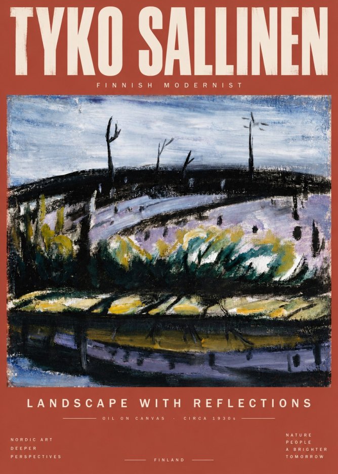 Tyko Sallinen Landscape with Reflections No5 - Plakát