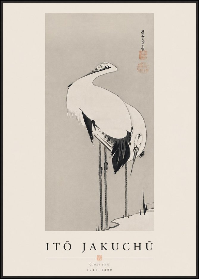 Itō Jakuchū Crane Pair No3 - Plakát