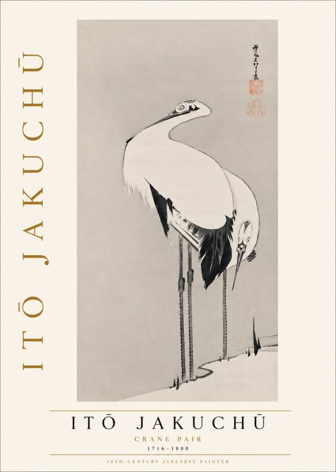 Itō Jakuchū Crane Pair No5 - Plakát