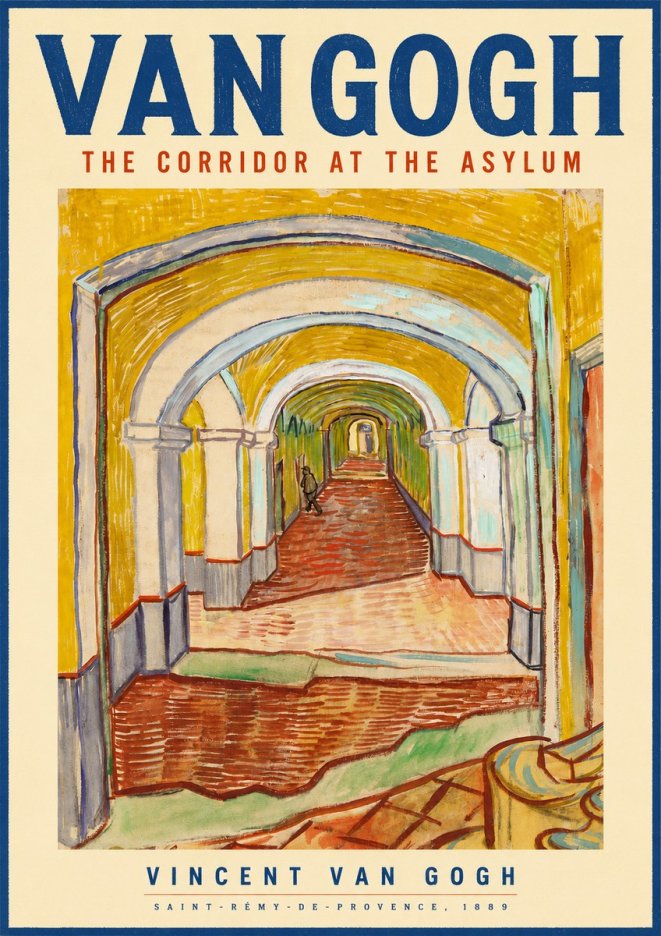 Van Gogh The Corridor at the Asylum No4 - Plakát